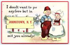 1913 Young Lovers Don't Want To Be Anywhere Bit In Johnstown NY Posted Postcard picture