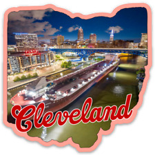 Cleveland Ohio The Flats East Bank Cuyahoga River Night Scene Die-cut MAGNET picture
