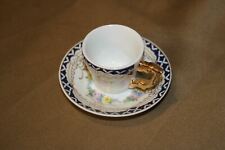 1950's Imperial Porcelain Hand Painted Miniature Tea Cup Set w Gold Handle and A picture