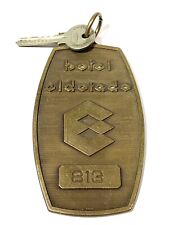 Vintage Brass Hotel Eldorado, Luxembourg England - Hotel Room Key and Fob. picture