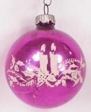Shiny Brite Christmas Ornament Stencil Holly Spray & Candles Pink Vintage #441 picture