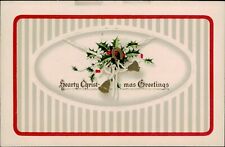 Postcard Holiday Hearty Christmas Greetings Embossed Divided Back Posted 1915 picture