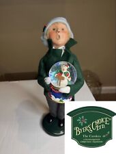 2006 Byers Choice Boy Caroler Green Jacket W/ Snow Globe In Arms #/100 picture