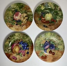 Set Of 4 Vintage Fruits Decor LAZEYRAS Limoges France Porcelain 7-1/8’' Plates picture