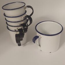 Vintage KER Sweden Enamel Cups Set / Lot of 5+1  White / Blue / Black Small picture