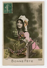 c 1910 Child Children Darling PRETTY YOUNG GIRL tinted photo postcard picture