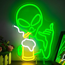 Green Alien Neon Sign for Wall Decor Dimmable Alien Beer Bar Neon Sign for Man C picture
