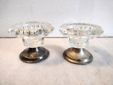Vintage Pair Of Glass And Silver Plate Candle Stick Holders picture