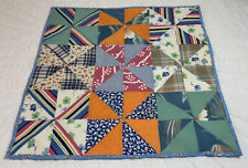 Vintage Patchwork Table Topper Or Doll Crib Quilt, Pinwheel, Calicos, 1940’s picture