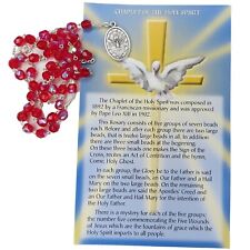 Holy Spirit Dove Chaplet with Red Holy Prayer Beads and Chaplet Prayer Card picture