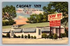 c1940s Cathay Inn Chinese Restaurant Advertising Needham Heights Linen MA P103 picture