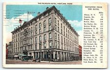 1920s PORTLAND MAINE THE FALMOUTH HOTEL MILEAGE CHART INCLUDED POSTCARD P2057 picture