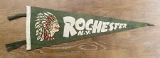 Vintage 1940's Rochester NY 26 Inch Felt Pennant w Native American Chief Graphic picture