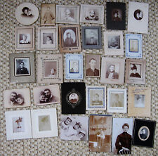LOT OF 30 SMALL MOUNTED ANTIQUE PHOTOS PORTRAITS OF VARIOUS SUBJECT MATTER picture