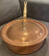 VTG William Sonoma Copper Sauté Pan W/Lid Brass Handle Made in France EXCELLENT picture