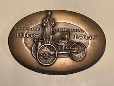 Bronze Ford 1863-1963 Centennial Medallion Paperweight - Metallic Art picture
