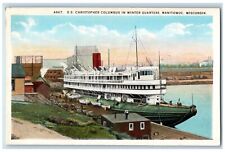 c1910's S.S. Ship Christopher Columbus In Winter Quarters Manitowac WI Postcard picture