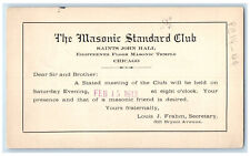 1913 The Masonic Standard Club Meeting Chicago Illinois IL Posted Postal Card picture