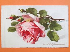 cpa illustration litho signed Catherine SMALL flower flower pink flowers pink picture