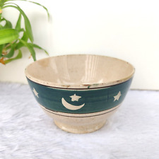 19c Vintage Crescent Moon Stars Decorated Ceramic Bowl Islamic Collectible C175 picture