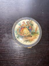 Antique 1920s Collectible Powder Compact with Mirror - Victorian Picture 👀desc picture