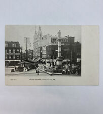 Lancaster Pa Pennsylvania - Penn Square - Trolley - Monument -  Postcard - B/W picture
