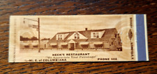 Vintage Matchbook: Heck's Restaurant, Columbiana, OH picture
