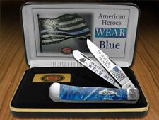 Case xx Police America's Heroes Wear Blue Trapper Knife Blue Cloud Corelon picture
