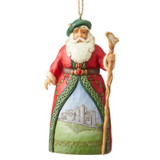 ✿ New JIM SHORE Christmas Ornament IRISH SANTA Harp Castle Home Decor 6004309 picture