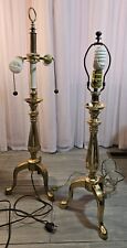 Pair of Vintage Brass Late 20th Century Tripod Tall Table Lamps picture