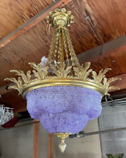 Unique Purple Acrylic Beaded and Brass Chandelier picture