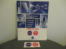 RARE NASA MSFC APOLLO CRITICAL SPACE ITEM MANNED FLIGHT AWARENESS POSTER & LABEL picture