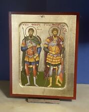 Saints Theodore -Greek Russian WOODEN ICON, CARVED WITH GILDING 8x10 inches picture