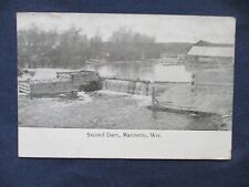 1909 Marinette Wisconsin Second Dam Postcard & Menekaunee Stn Cancel picture