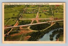 Carlisle PA-Pennsylvania Aerial View Turnpike Interchange By-Pass Linen Postcard picture