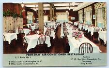 ALEXANDRIA, VA Virginia ~ PENN-DAW RESTAURANT c1940s Roadside Linen Postcard picture