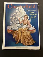 Vtg 1930s Chesterfield Cigarette Ad, Tobacco, Man-Cave, Study, Office Decor picture