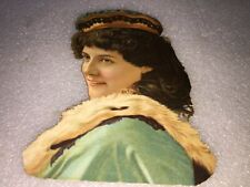 VINTAGE 1880’S VICTORIAN GIRL WITH FUR & A NICE HAT CUTOUT CARD.  picture