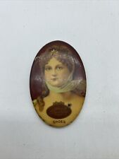 Vintage 1900s Queen Quality Shoes Victorian Woman Advertising Pocket Mirror picture