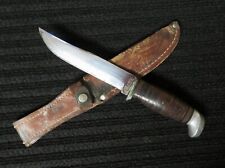 Vintage Case pre 1960s Fixed Blade Hunting Knife Stacked Leather Handle picture