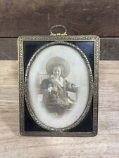 Antique Decorative Framed Photo Of A Girl And Bear picture