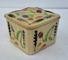 Rare Antique Unique Floral Embossed Square Shape Ceramic Butter Box picture