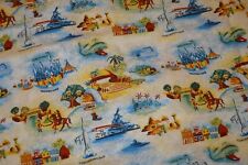 RARE Disney PARKS Large Fabric Piece ~ Hawaiian Shirt Adventureland Charming picture