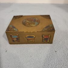 Chinese Brass Vintage Antique Jewelry Trinket Box With Tray Collectible China picture