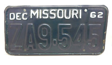 Vtg Metal State License Plate Automotive Painted Folk Art Missouri 1962 picture