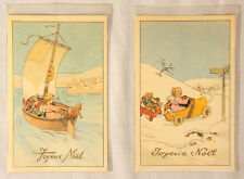 Vintage French Christmas postcards 1910s-20s Art Deco Lot of 2 picture