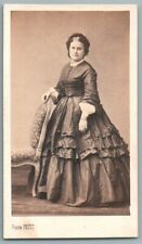 1860's CDV Woman Wearing a Ruffled Dress. Photo Pierre Petit Paris Mode 19th century picture