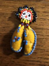 Handmade Vintage Native American Moccasin Glass Seed Bead Pin. picture