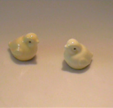 TWO VINTAGE MINIATURE CERAMIC YELLOW BABY CHICKS picture