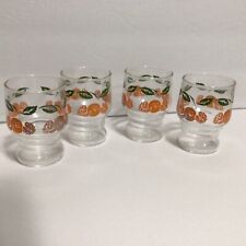 4 Anchor Hocking Vintage Juice Glasses With Oranges 3.5” Tall 4 Oz 1950s picture